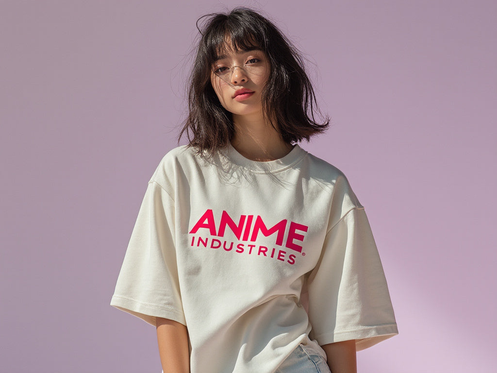 Anime Industries ® hot pink Oversized white faded t-shirt